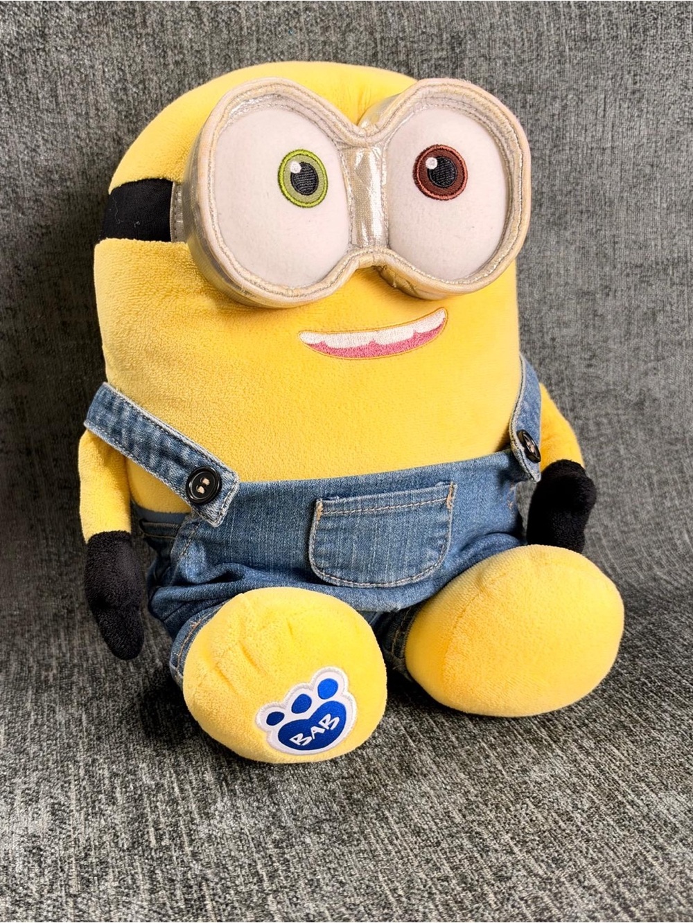 Build A Bear BAB Minions Bob Minion In Denim Overalls Plush Stuffed Toy 12" EUC